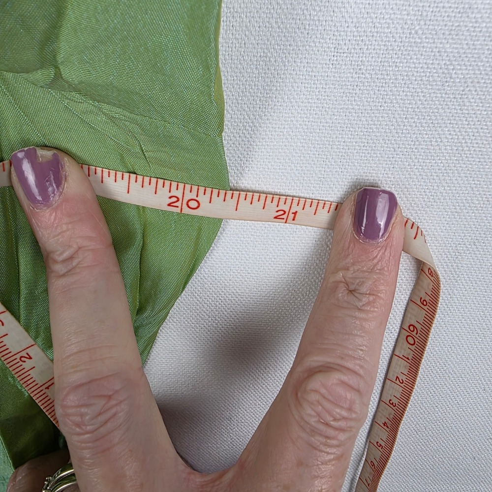 Jaipur Y2K Iridescent Womens Green Crinkle Ruffle Blouse Crystal Button‎ Top L - Picture 5 of 6